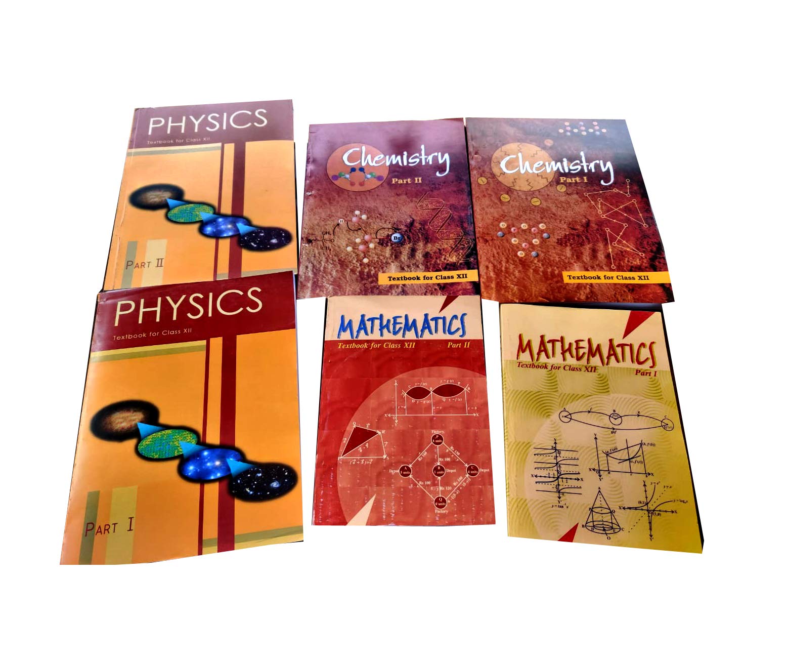 NCERT textbooks class 12th physics part 1&2 chemistry part 1&2 and mathematics
