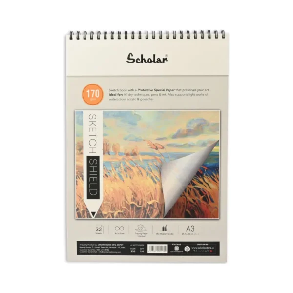 SCHOLAR, Sketch Book - Sketch Shield | 32 Sheets | 170 gsm.