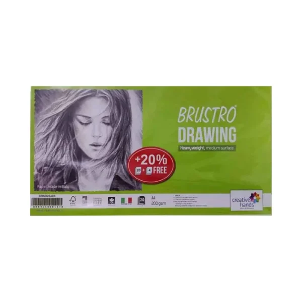 BRUSTRO, Drawing Paper - A4 | 20 + 4 Sheets | 200 gsm.