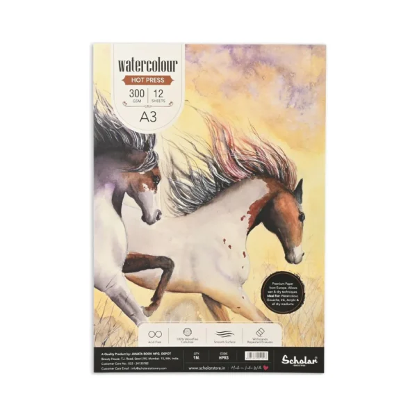 SCHOLAR, Watercolour Pad | 12 Sheets | 300 gsm (HPR).