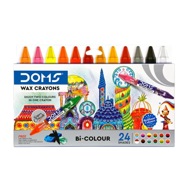 DOMS, Wax Crayons - BI-COLOUR | Set of 24.