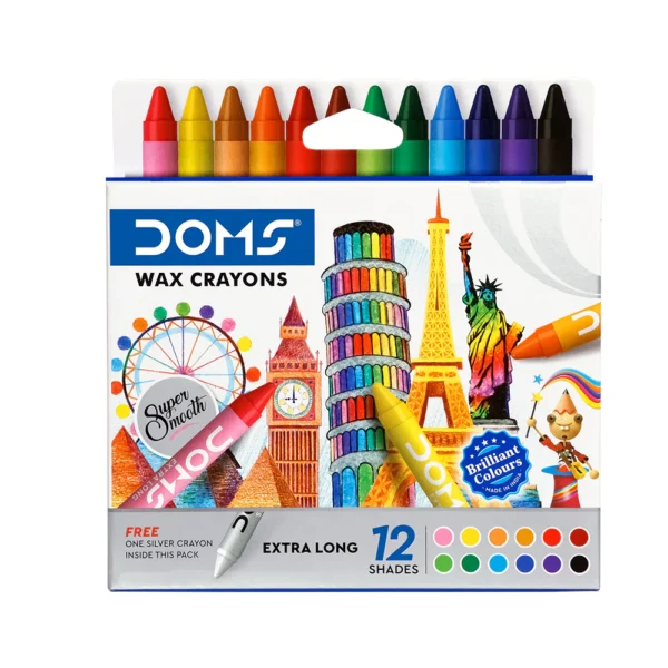 DOMS, Wax Crayons - EXTRA LONG | Set of 12.