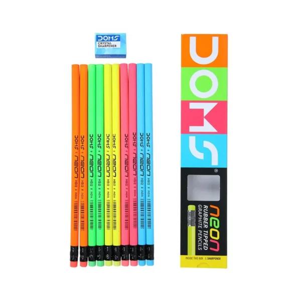 DOMS, Pencil - NEON ERASER TIPP HB2 | Set of 10.