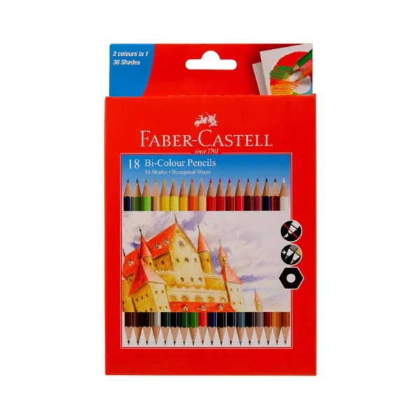 FABER CASTELL, Bi-Colour Pencil | 2 Colours in 1 | Set of 18.