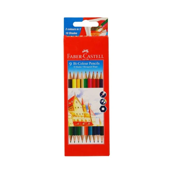 FABER CASTELL, Bi-Colour Pencil | 2 Colours in 1 | Set of 9.