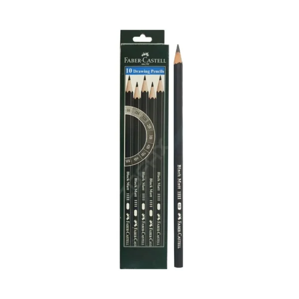 FABER CASTELL, Drawing Pencil - BLACK MATT 1111 | Set of 10.