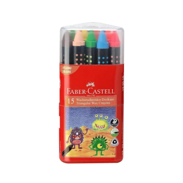 FABER CASTELL, Wax Crayon - TRIANGULAR | Set of 15.