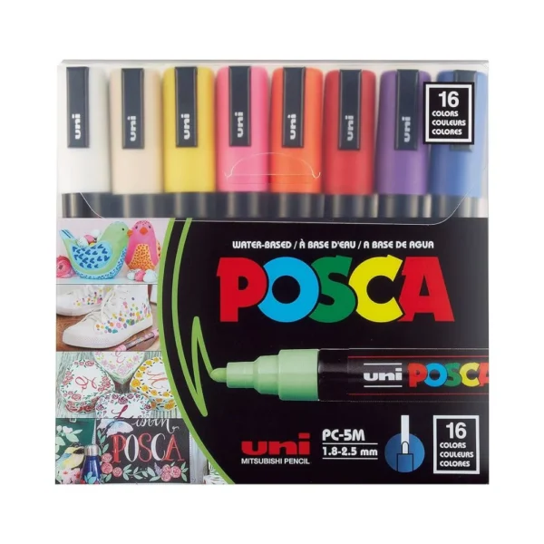 UNI, Paint Marker - POSCA | 1.8 ~ 2.5 mm | Set of 16.