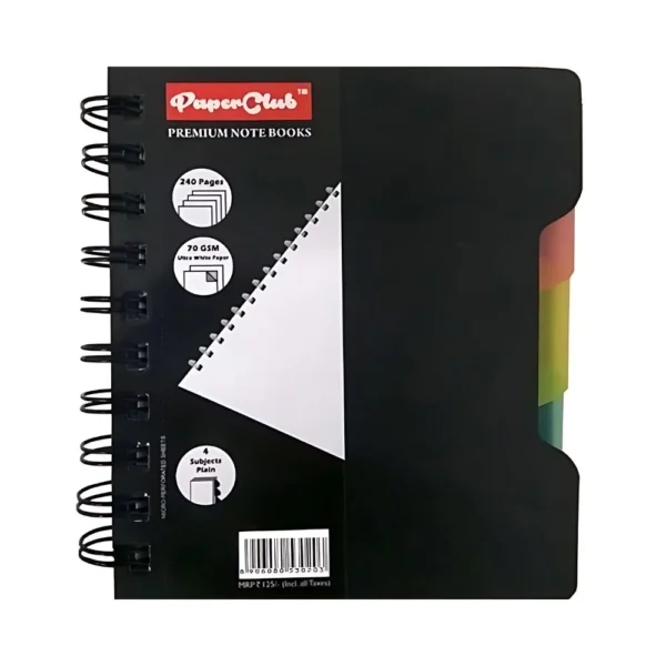 PAPERCLUB, 4 Subject Notebook - PREMIUM | A6 | 240 Pages.