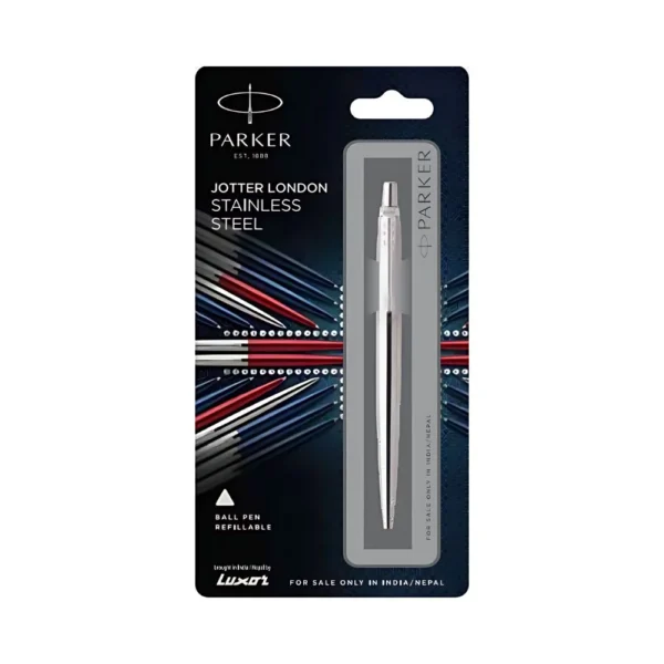 PARKER, Ballpoint Pen - JOTTER London Stainless Steel | Chrome Trim | Fine.