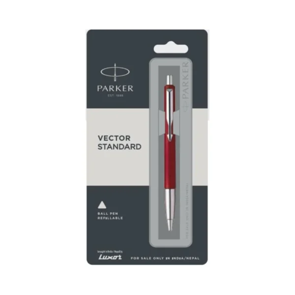 PARKER, Ballpoint Pen - VECTOR Standard | Chrome Trim | Fine.