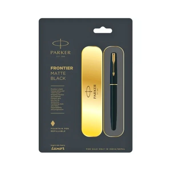 PARKER, Fountain Pen - FRONTIER Matte Black | Gold Trim | Fine.