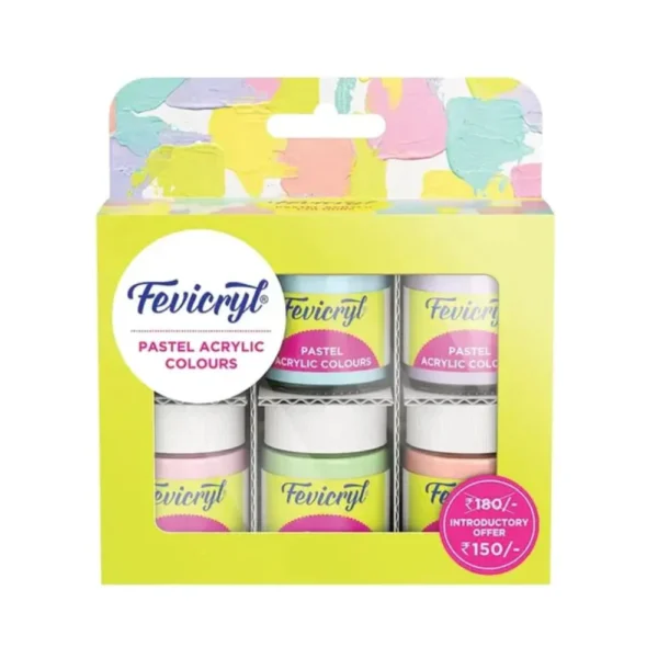 PIDILITE, Acrylic Colour - Fevicryl | PASTEL | Set of 6 | 90 ml.