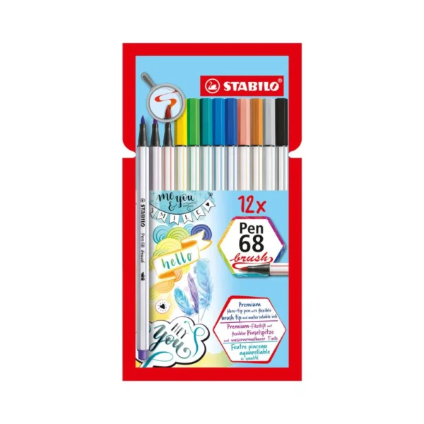 STABILO, Fibre Tip Pen - Premium | Fiexible 68 Brush | Set of 12.