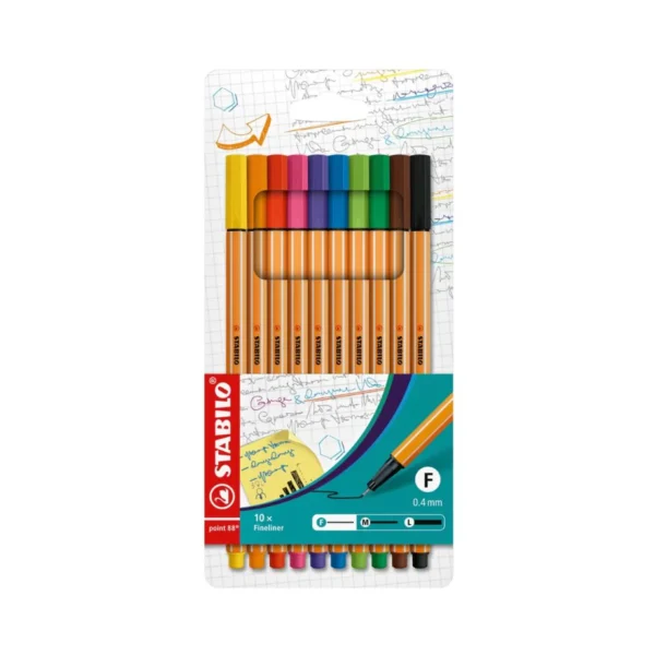 STABILO, Fineliner Pen - POINT 88 | 0.4 mm | Set of 10.