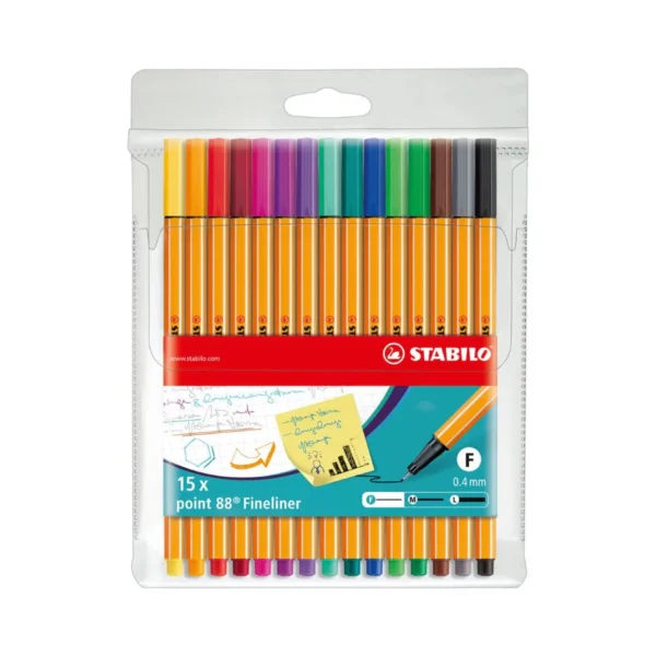 STABILO, Fineliner Pen - POINT 88 | 0.4 mm | Set of 15.