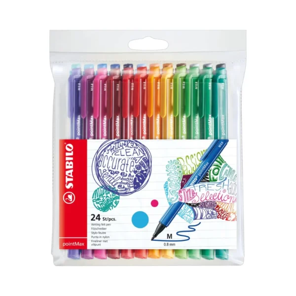 STABILO, Writing Felt Tip Pen - pointMax | 0.8 mm | Set of 15.