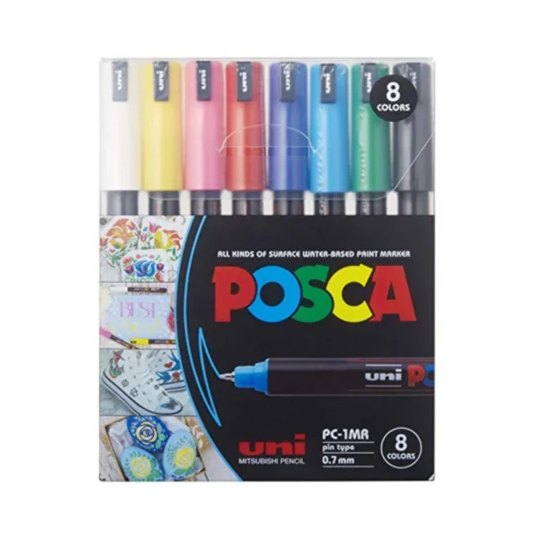 UNI, Paint Marker - POSCA | 0.7 mm | Set of 8.