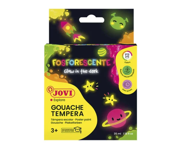 JOVI, Tempera Paint - FOSFORESCENTE | Set of 4 | 55 ml.