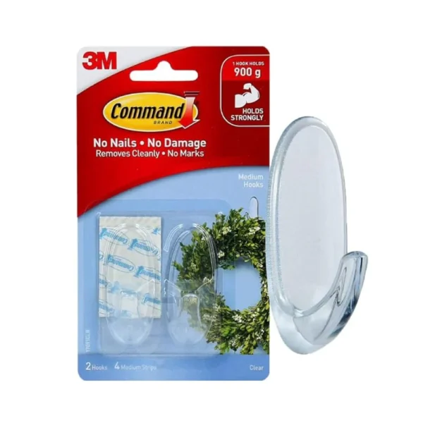 3M, Clear Hook - COMMAND | MEDIUM | Set of 2.