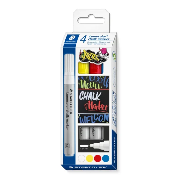 STAEDTLER, Chalk Marker - LUMOCOLOR | Set of 4 | ~ 2.4 mm